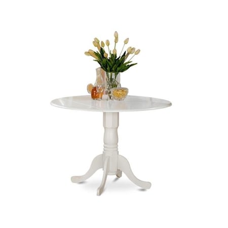 East West Furniture East West Furniture DLT-WHI-TP Dublin Kitchen Round Table with Two 9 in Drop-Leaves DLT-WHI-TP